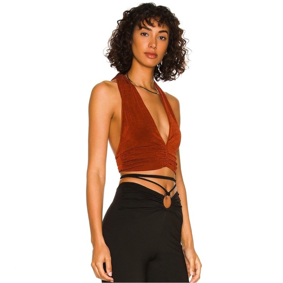 NEW BY.DYLN REVOLVE METALLIC HALTER CROP TOP - Picture 4 of 8